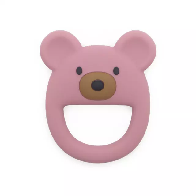 Pink Rose Teddy Bear Teether Teething Toy