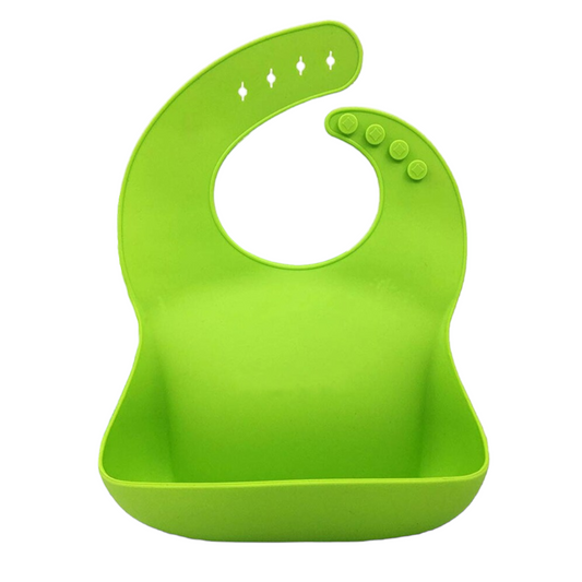 Waterproof Green Silicone Bib With Food Catcher
