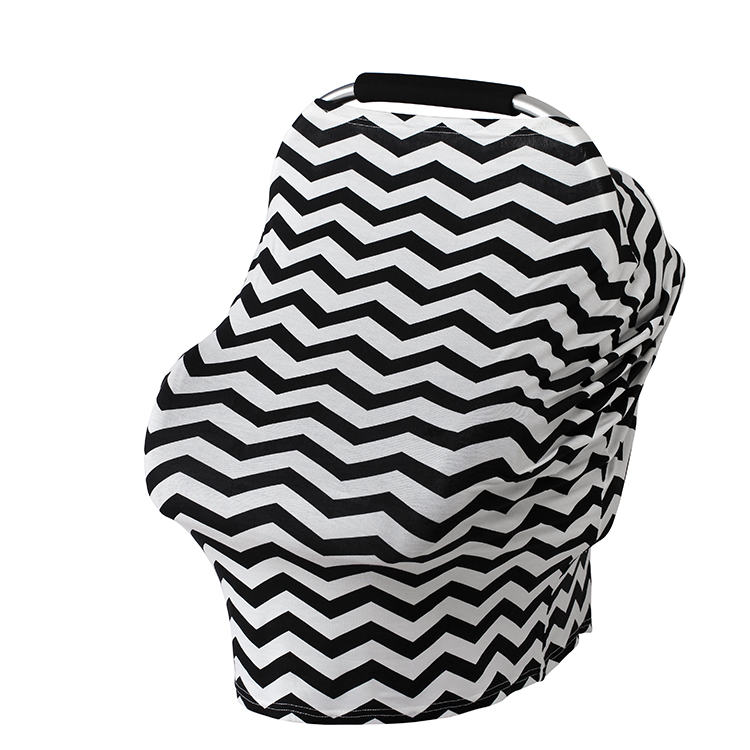 Black And White Chevron Carseat Canopy Covers For Infants