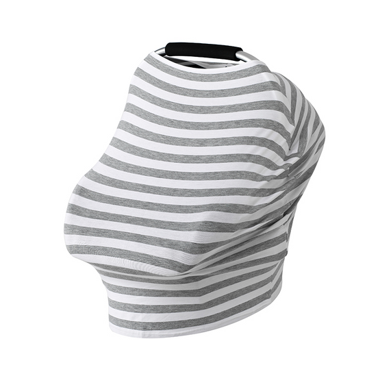 Gray And White Stripes Infant Carseat Canopy Covers For Babies