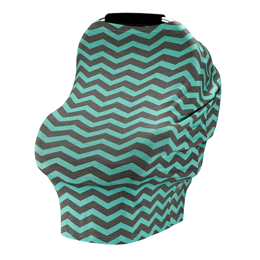 Green And Gray Chevron Infant Carseat Canopy Covers For Babies