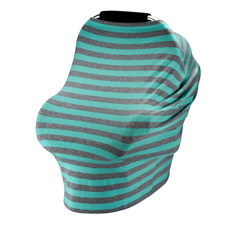 Green And Gray Stripes Infant Carseat Canopy Covers For Babies