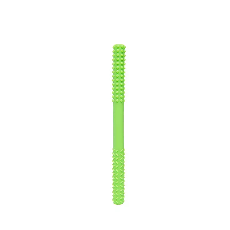 Green Molar Teething Tubes Straws For Babies With Two Different Textures To Help Soothe Gums
