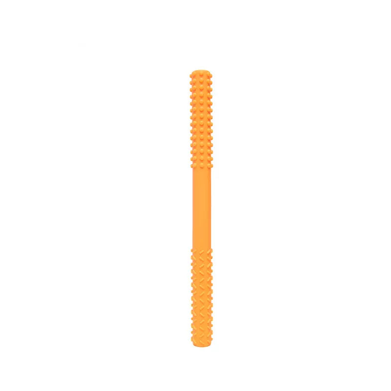 Orange Molar Teething Tubes Straws For Babies With Two Different Textures To Help Soothe Gums