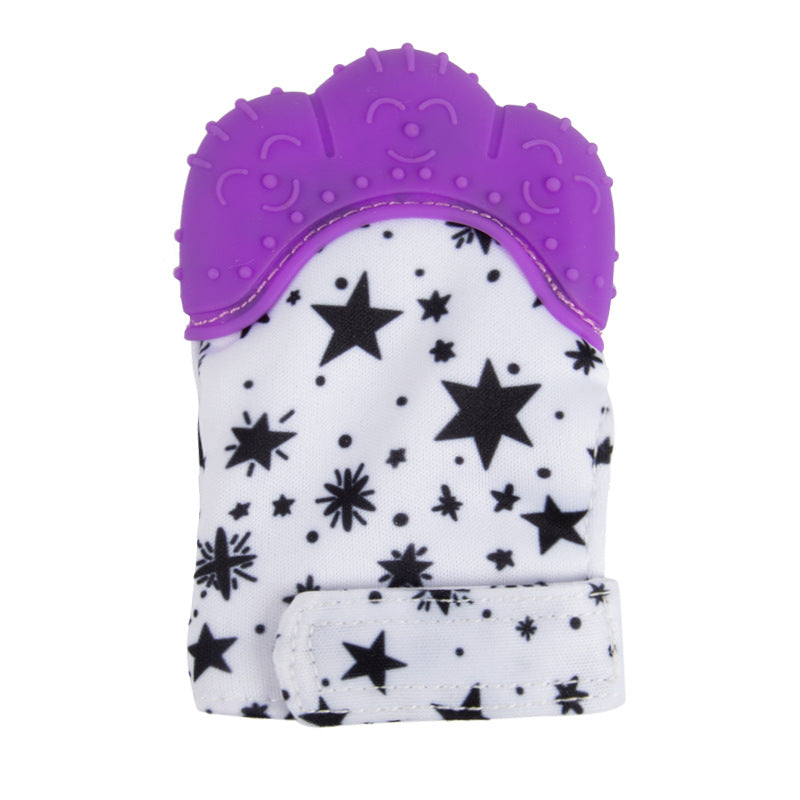 Purple Stars Silicone Teething Mittens For Babies