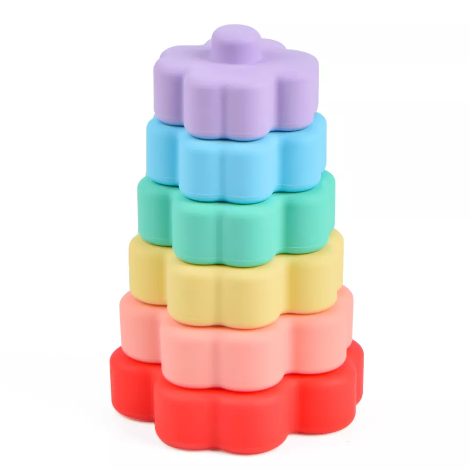 Vertical Rainbow Colored Stacking Blocks
