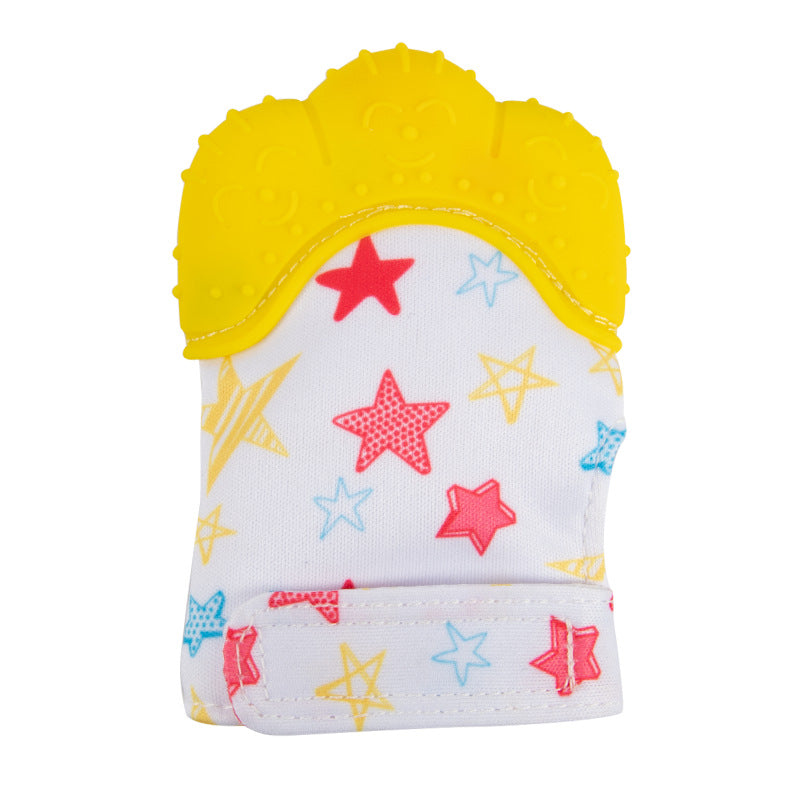 Yellow Stars Silicone Teething Gloves For Babies